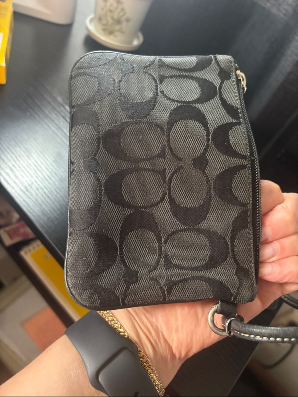 Coach Black Signature Canvas Crossbody Wristlet - Picture 11 of 14